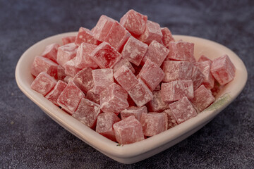 Türkish Isparta's rose delight. Rose flavored, fragrant fresh delight.