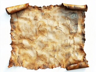 Blank scrap of parchment in white background