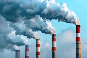 Fuel Emission. Carbon Dioxide Pollution from Coal Power Plant Smokestacks