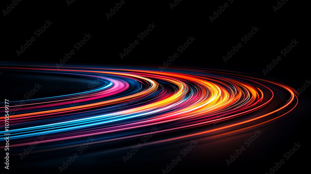 Aufkleber burst of colorful light trails merging together creates dynamic visual effect. vibrant hues of orang