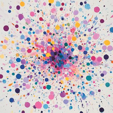Colorful pastel dots and circles exploding on a white background. evoking dynamic, creative, dreamy, and playful.
For cover, card, invitation, wallpaper, banner, leaflet, web, anniversary, birthday.
