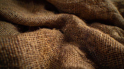 Fototapeta premium Natural Brown Jute Fabric Close-Up for Design Projects