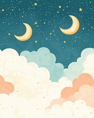 Soft Starry Night in Pastel Hues