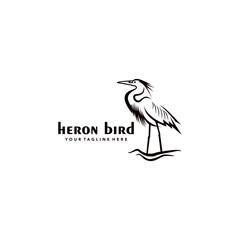 Blue heron Logo isolated on white background. Design blue heron for logo, Simple and clean flat design of the blue heron logo template. Suitable for your design need, logo, illustration, animation.