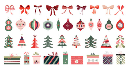 
Christmas decorative collection with specific elements isolated on white background, vector design