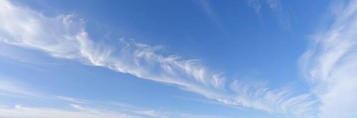 Fototapeta premium Beautiful blue sky background with fluffy white clouds, perfect for nature and outdoor themes, Weather, Heaven