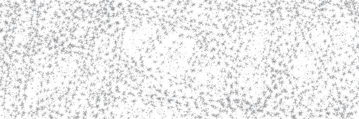 Seamless pattern with chicken paths. Bw bg with bird footprints trace. Rooster paw irregular vector ornament with grunge dots