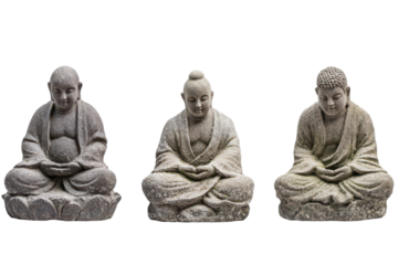 Zen Garden Statues With Quiet Serene Postures Isolated On Transparent Background on transparent background