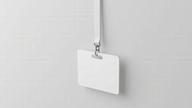 Custom lanyard mockup with a sleek white badge, ideal for personalized branding or event name tags.