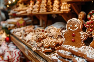 Fototapeta premium Holiday Fair. Christmas Decorations at Berlin Christmas Market Stall