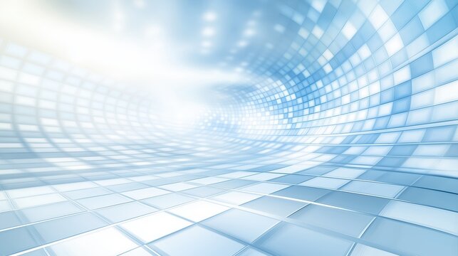 Blue and white image of a spiral with a white background. The spiral is made up of squares and rectangles