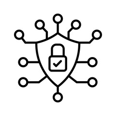 Cyber Security Outline Icon, Vector illustration