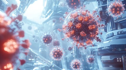 Images showing the importance of vaccines and immunization, potentially with futuristic technology delivering them.