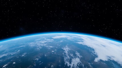 Earths Blue Horizon Against Starry Night