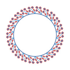 Round frame cross-stitch motifs folk embroidery