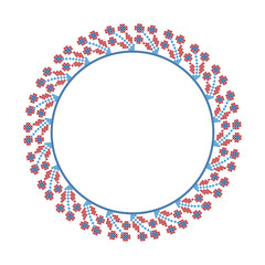 Round frame cross-stitch motifs folk embroidery