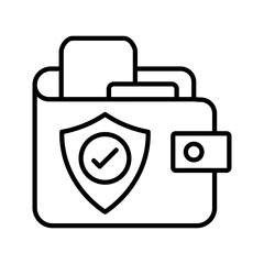Secure Wallet Outline Icon, Vector illustration