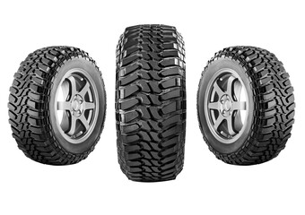 three new tires offroad tire isolate on a white background. © Emma Grace