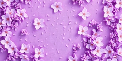 Obraz premium Abstract floral pattern with delicate lilac flowers blooming against a soft lavender background, delicate, soft