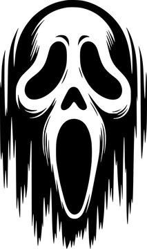 black and white ghost face screaming clip art preview