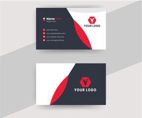 Modern stylish red and dark black business card vector design. Creative and clean business card template.