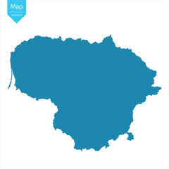 Obraz premium Abstract - High Detailed blue Map of Lithuania isolated on white background. for your web site design map logo, app, Travel. Vector illustration eps10. 