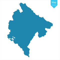 Abstract - High Detailed blue Map of Montenegro isolated on white background. for your web site design map logo, app, Travel. Vector illustration eps10.	
