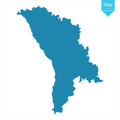 Abstract - High Detailed blue Map of Moldova isolated on white background. for your web site design map logo, app, Travel. Vector illustration eps10.	
