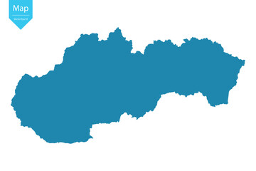 Abstract - High Detailed blue Map of Slovakia isolated on white background. for your web site design map logo, app, Travel. Vector illustration eps10.	
