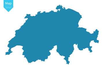 Obraz premium Abstract - High Detailed blue Map of Switzerland isolated on white background. for your web site design map logo, app, Travel. Vector illustration eps10. 