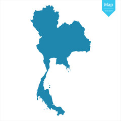 Abstract - High Detailed blue Map of Thailand isolated on white background. for your web site design map logo, app, Travel. Vector illustration eps10.	
