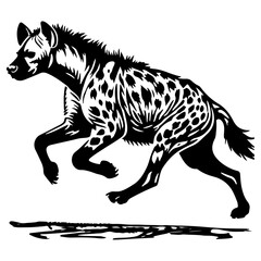 Fototapeta premium Hyena Running: A dynamic depiction of a running hyena, capturing its fierce and agile nature in the wild
