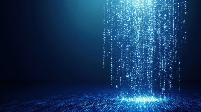binary code rain technology background 