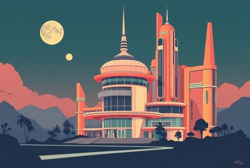 Retro Futurism Illustrations inspired by retro futuristic archit