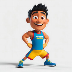 3D animated fitness trainer young male dynamic pose