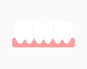 Sick broken teeth icon. Healthcare, dental, medicine, treatment, hygiene, oral care concepts. Flat vector design isolated illustration.