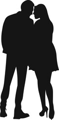 Couple holding hands, man and woman dating, vector silhouette. People in love