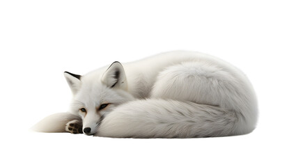 Resting Arctic Fox with Thick White Fur