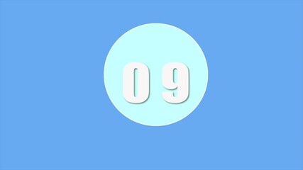 countdown numbers counter footage animated video . Top fourteen countdown,  numbers from 14 to 0, Film  countdown with blue background in with color.