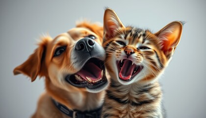 Cute Dog and Cat Share Joyful Moments Together