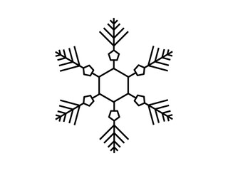 Vector high quality logo illustration of the snowflake black icon isolated on white background. Air conditioning related symbol