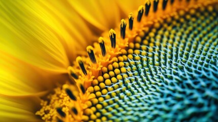 Abstract closeup of a sunflower center