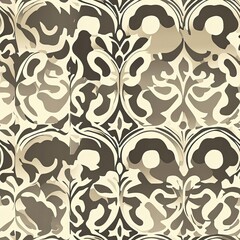 Abstract Floral Pattern in Beige and Brown Hues