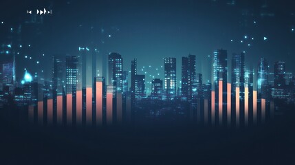 Fototapeta premium Cityscape with Financial Chart
