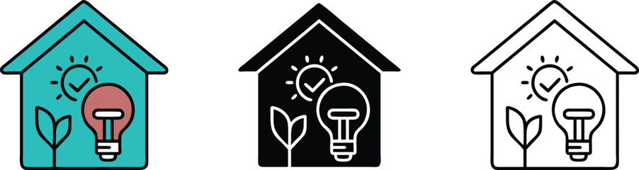 Sustainable Home Energy Efficiency Icons