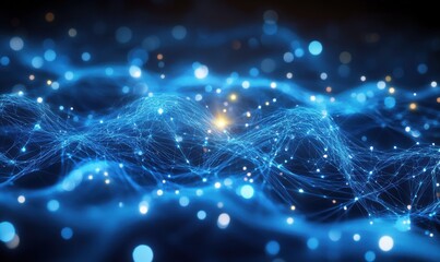 Obraz premium 曲线粒子波纹弯曲线条点线科技背景 