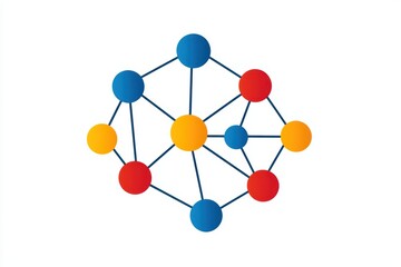 Abstract network diagram with colorful nodes and connections, ideal for illustrating data relationships.