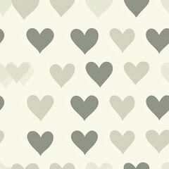 Seamless Pattern of Grey and Beige Hearts on a White Background
