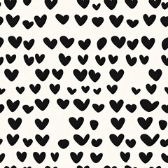 Fototapeta premium Abstract Pattern of Black Hearts on a White Background