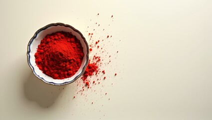 Red Powder in Bowl with Scattered Splashes